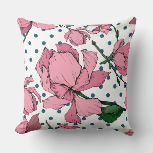 So adorable colours Magnolia pink floral with navy Cushion