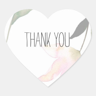 So Beautiful Watercolor Floral Thank you Heart Sticker