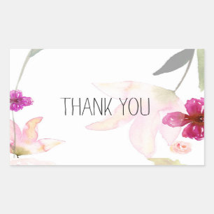 So Beautiful Watercolor Floral Thank you Rectangular Sticker