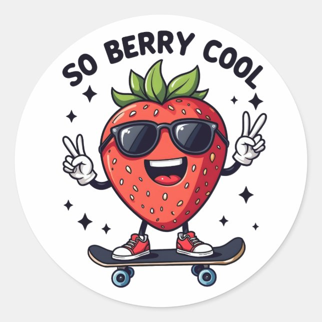 So Berry Cool Fruit Lover Strawberry Season Classic Round Sticker (Front)