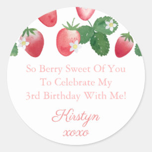 So Berry Sweet Of You Strawberries Thank You Favou Classic Round Sticker