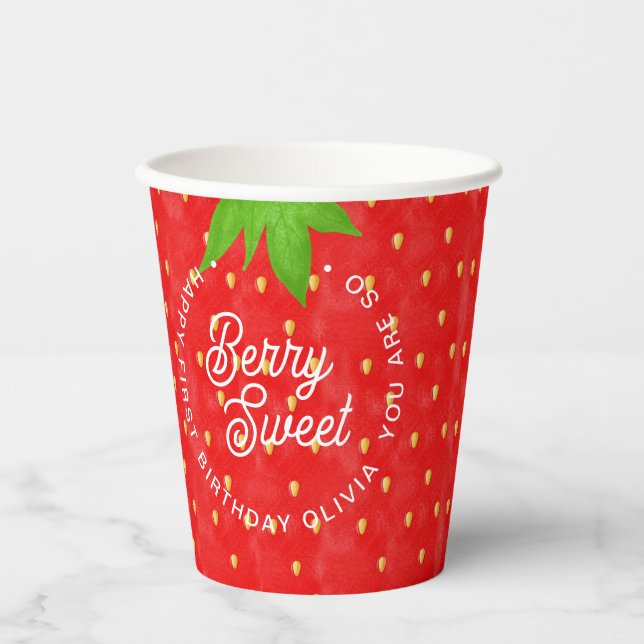 So Berry Sweet Strawberry Birthday Paper Cups (Front)