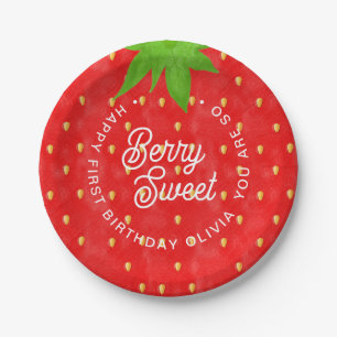 So Berry Sweet Strawberry Birthday  Paper Plate