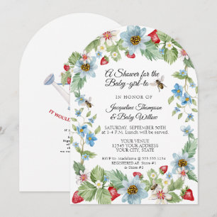 So Berry Sweet Strawberry Girl to Bee Baby Shower Invitation