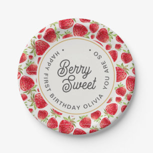 So Berry Sweet Strawberry Pattern Birthday Paper Plate
