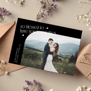 So Blessed Black Wedding Photo Thank You Card