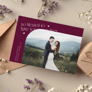So Blessed Cranberry Wedding Photo Thank You Card