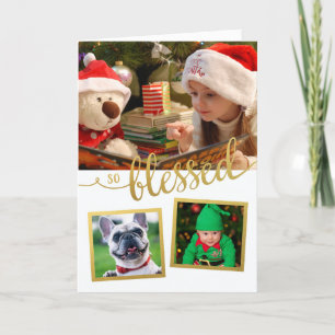 So Blessed gold foil holiday photo