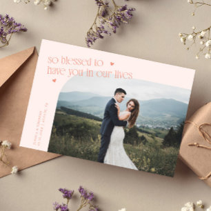 So Blessed Peach Wedding Photo Thank You Card