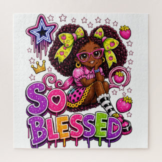 So Blessed™ StarBerry | Cute Girl Strawberry Jigsaw Puzzle