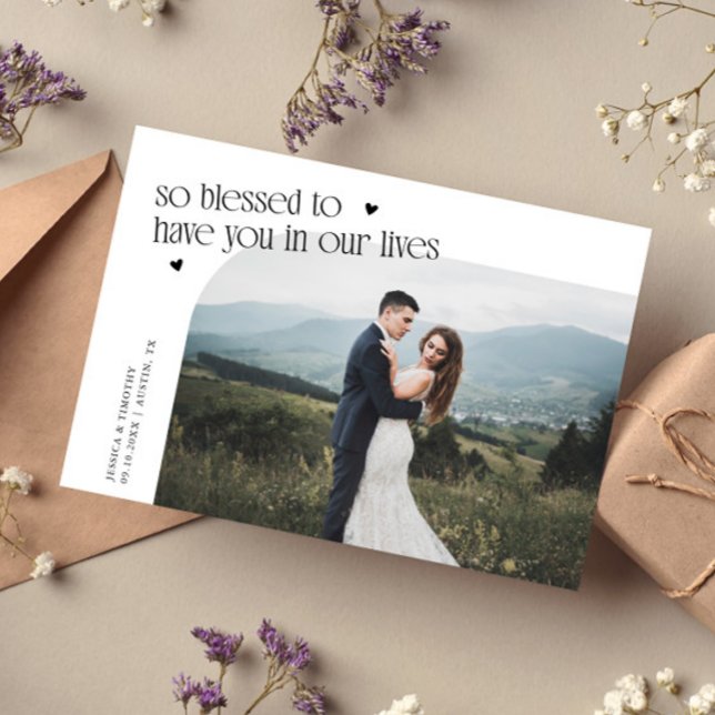 So Blessed White Wedding Photo Thank You Card (Creator Uploaded)