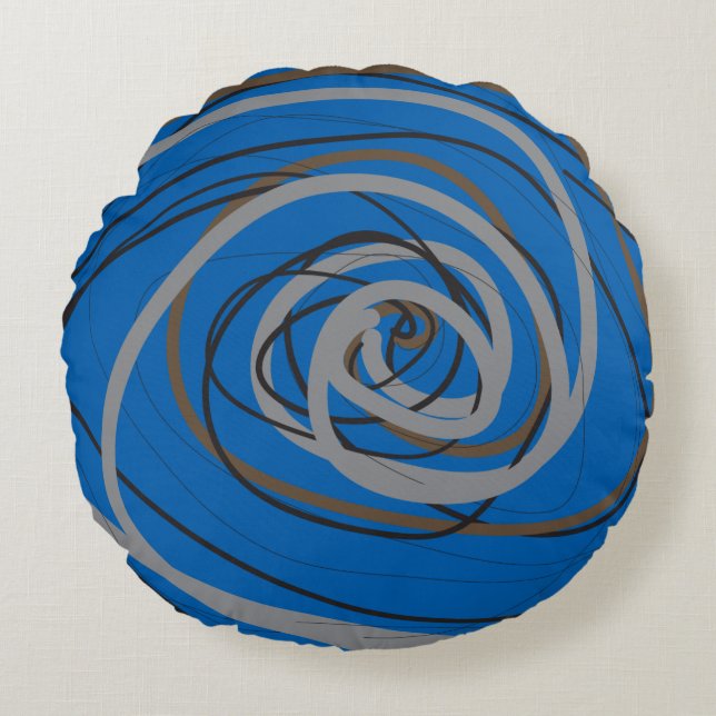 SO BLUE SPIRAL Round Throw Pillow (Front)