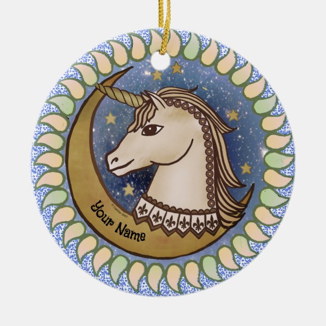 So Brave Unicorn Ceramic Tree Decoration (Front)