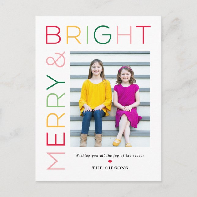 So Bright EDITABLE COLOR Modern Holiday Postcard (Front)