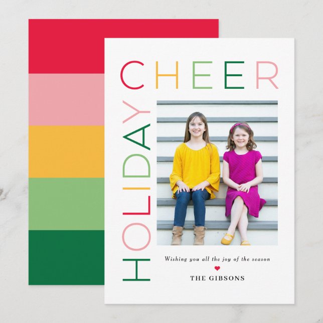 So Bright Editable Colour Holiday Photo Card (Front/Back)