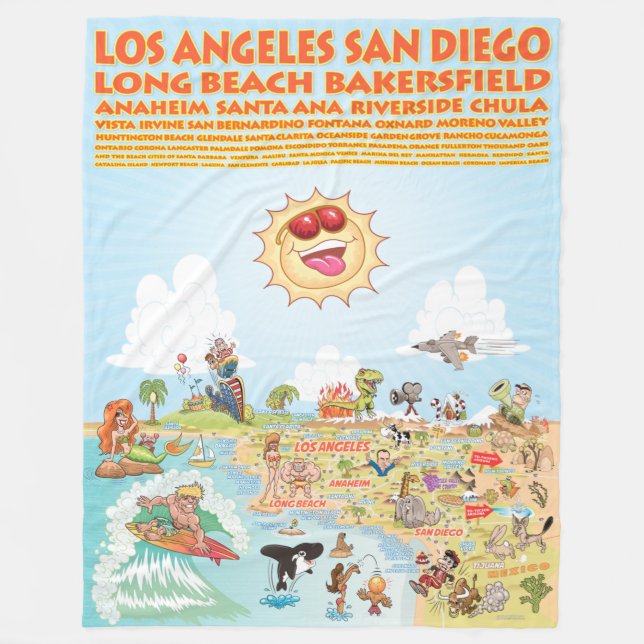 So California Cities and Beaches Fleece Blanket (Front)