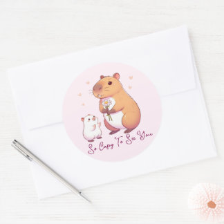 So Capy To See You Cute Capybara Classic Round Sticker