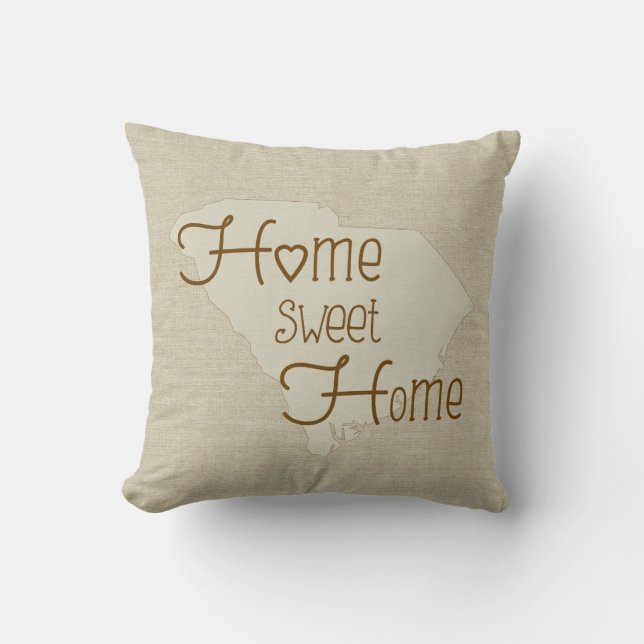 So Carolina - Home Sweet Home burlap-look w/name Cushion (Front)