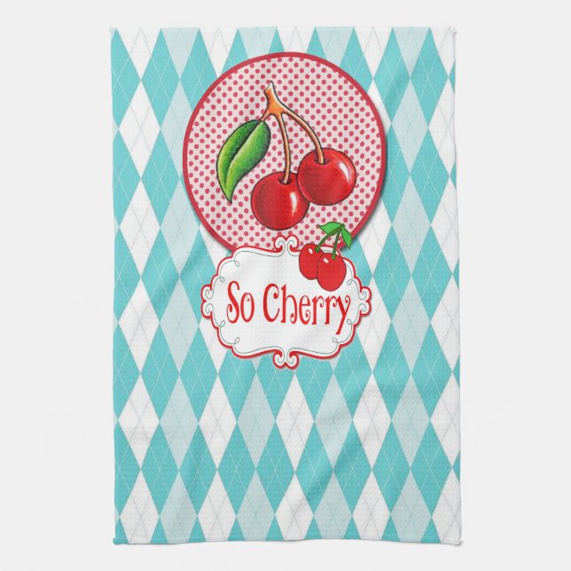 "So Cherry" Retro Tea Towel. Tea Towel (Vertical)