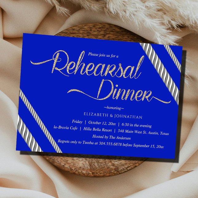 So Chic Blue Calligraphy Minimal Rehearsal Dinner Invitation (Creator Uploaded)