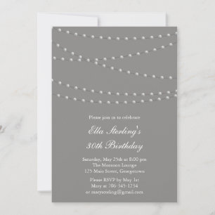 So Chic Pearls Birthday Invitation (grey)