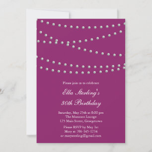 So Chic Pearls Birthday Invitation (magenta)