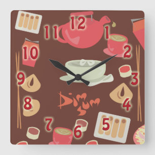 So Cute and Dim Sum! Square Wall Clock