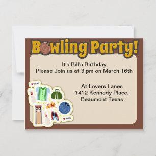 So Cute Bowling Party Time Invitation