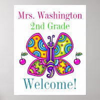 So Cute Butterfly Theme Teacher Poster