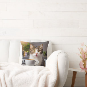 So Cute Cat and Coffee Pillow! Cushion
