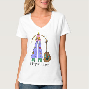 So Cute Hippie Chick Design T-shirt