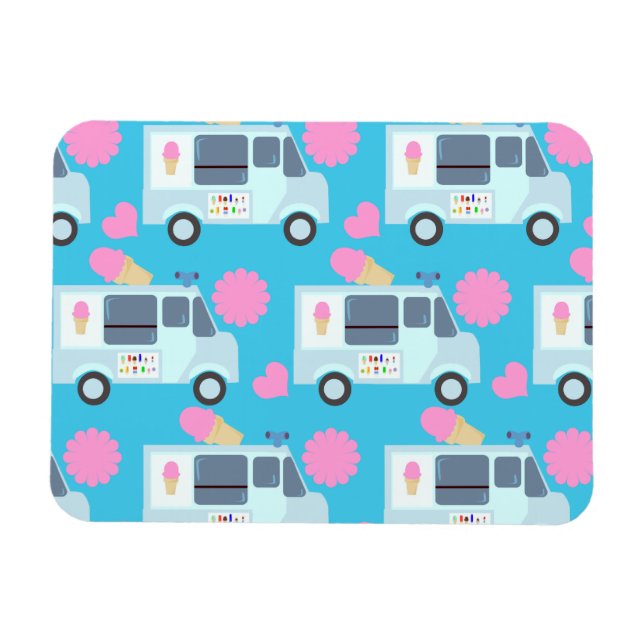 So Cute Ice Cream Truck Pattern Magnet (Horizontal)