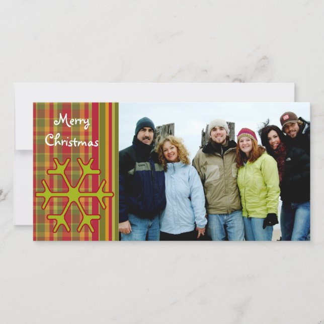 So Cute Merry Christmas Plaid Holiday Card (Front)