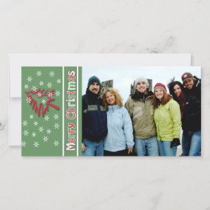 So Cute Merry Christmas Red Pine White Snowflakes Holiday Card