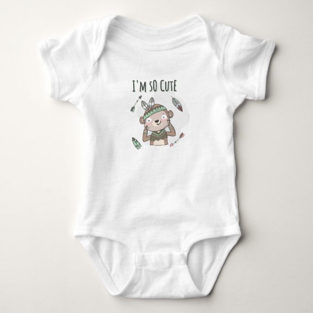 So Cute Native Monkey Baby Bodysuit (Front)