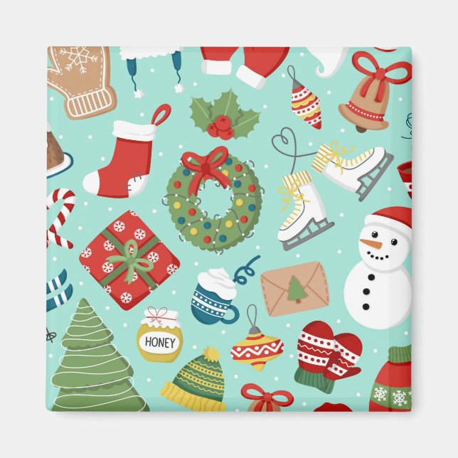So Cute Santa Claus Christmas Sweets Personalised  Magnet (Front)