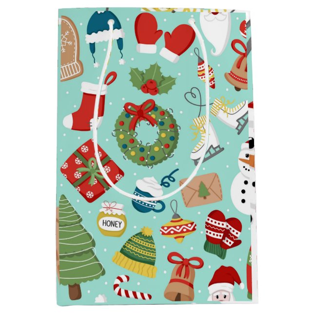 So Cute Santa Claus Christmas Sweets Personalised Medium Gift Bag (Front)