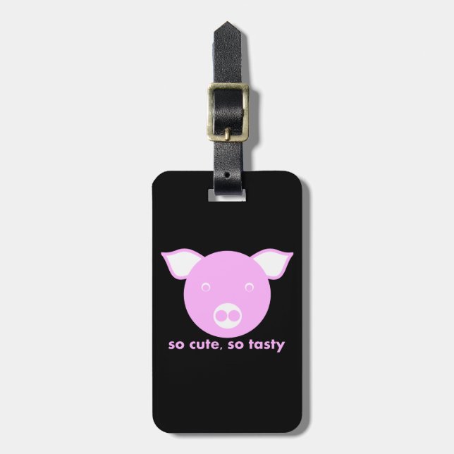 so cute, so tasty, pork luggage tag (Front Vertical)