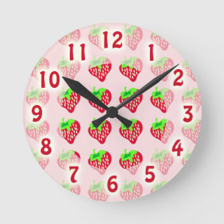 So Cute Strawberry Time Round Clock