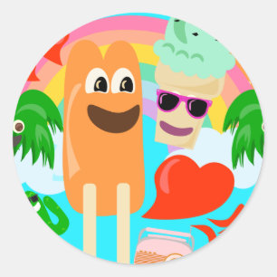 So Cute Summer Love! Classic Round Sticker