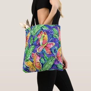 So cute watercolor painting Butterflies Blue Tote Bag