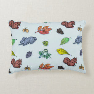 So Cute Woodland Animals Autumn Floral Decorative Cushion