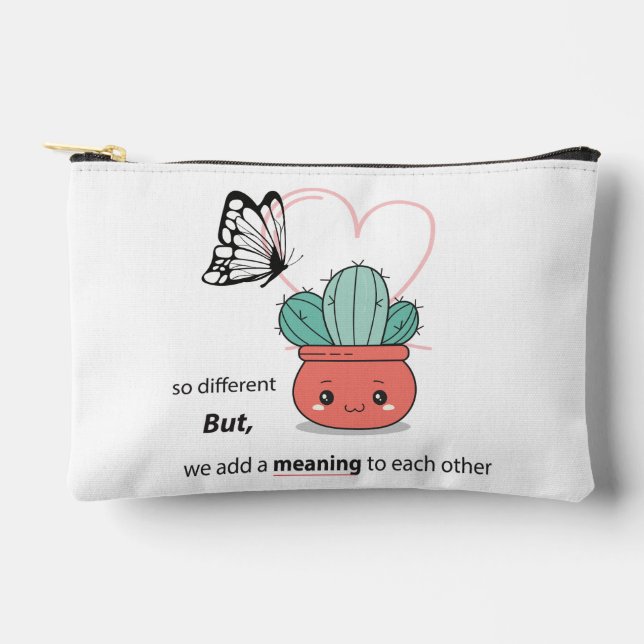 So Different , Perfect Together – Cute Love Couple Accessory Pouch (Front)