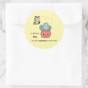 So Different , Perfect Together – Cute Love Couple Classic Round Sticker
