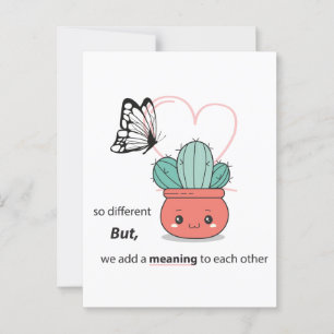 So Different , Perfect Together – Cute Love Couple Postcard
