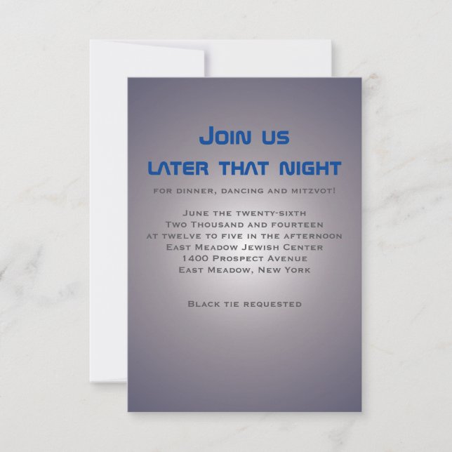 SO DIGITAL Bar Bat Mitzvah Smaller Party Card (Front)