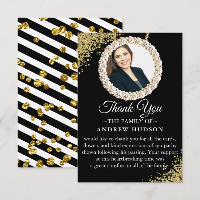 So Elegant Funeral Photo Thank You Card (Front/Back)