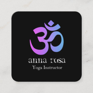 *~* So Elegant Modern Yoga Instructor Om Symbol Square Business Card