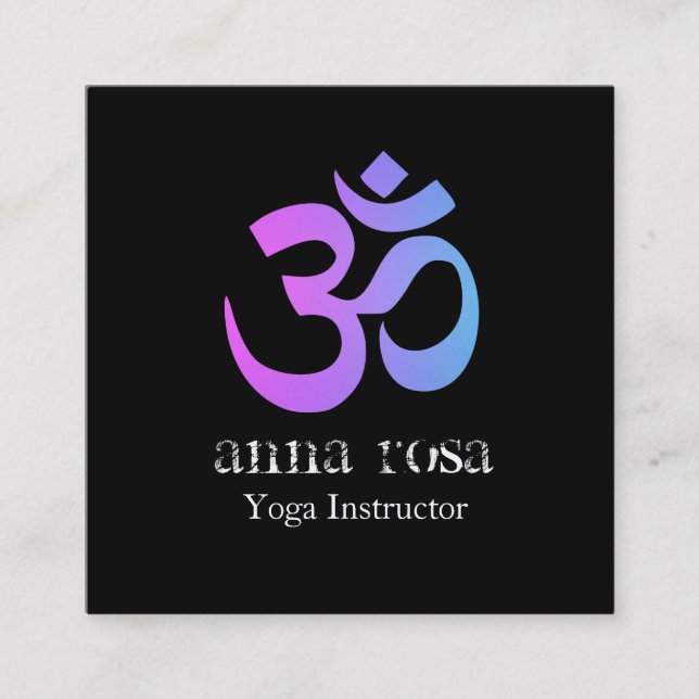 *~*  So Elegant Modern Yoga Instructor Om Symbol Square Business Card (Front)