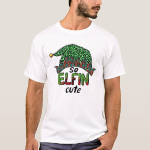 So Elfin Cute Merry Christmas Elf Green Leopard Ho T-Shirt